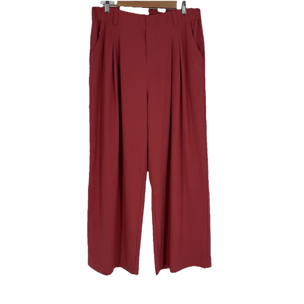 Halara Womens Wide Leg Pants XL Rose Pink Stretch Pleated Front Athleisure‎